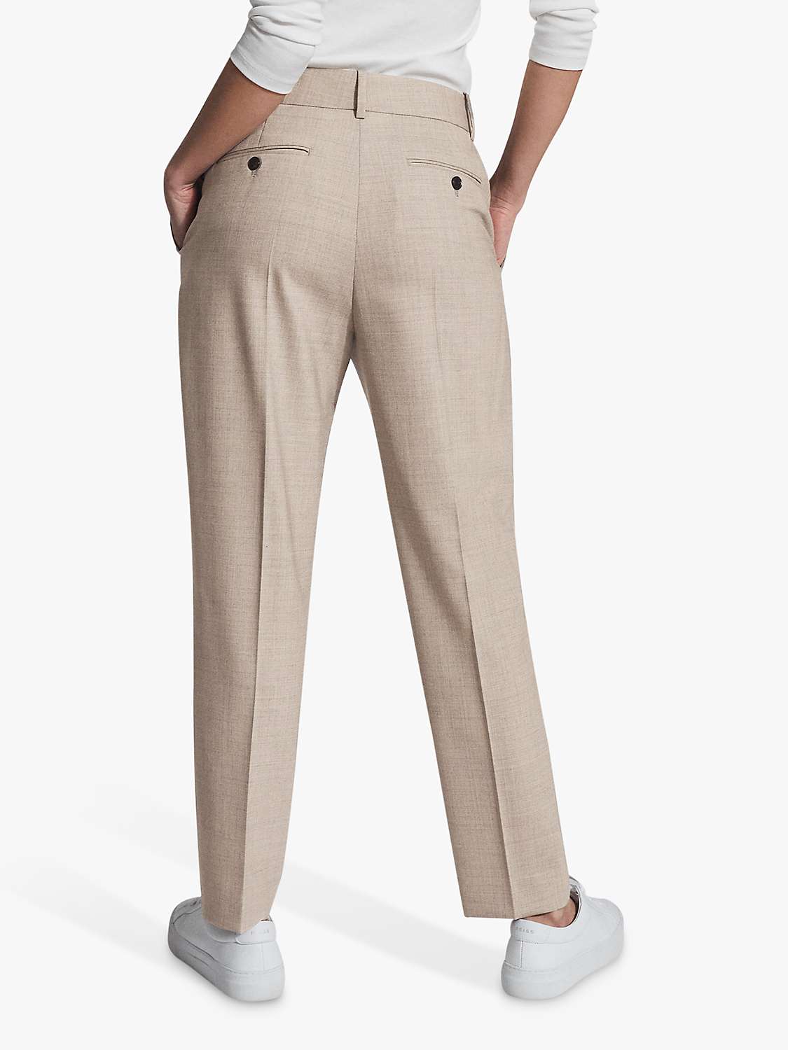 Reiss Emily Wool Blend Tailored Trousers, Oatmeal at John Lewis & Partners