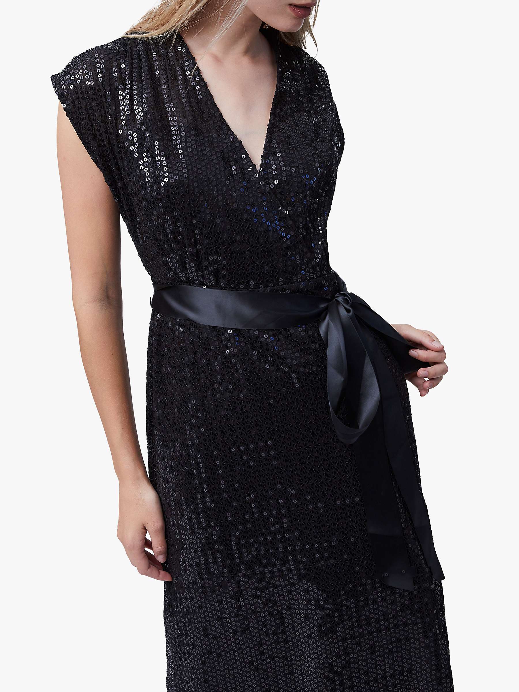 Buy French Connection Arailla Sequin Maxi Dress, Black Online at johnlewis.com
