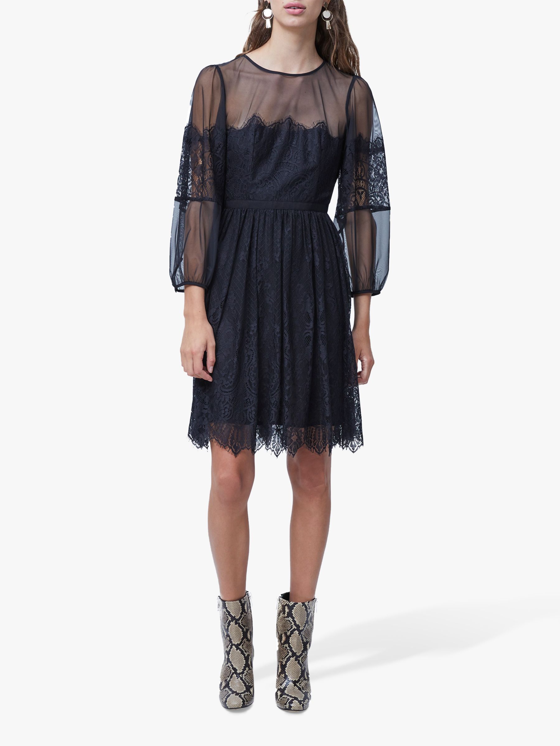 French Connection Chiara Lace Mini Dress, Black at John Lewis & Partners