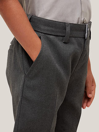 John Lewis Boys' Adjustable Waist Slim Leg School Shorts, Grey