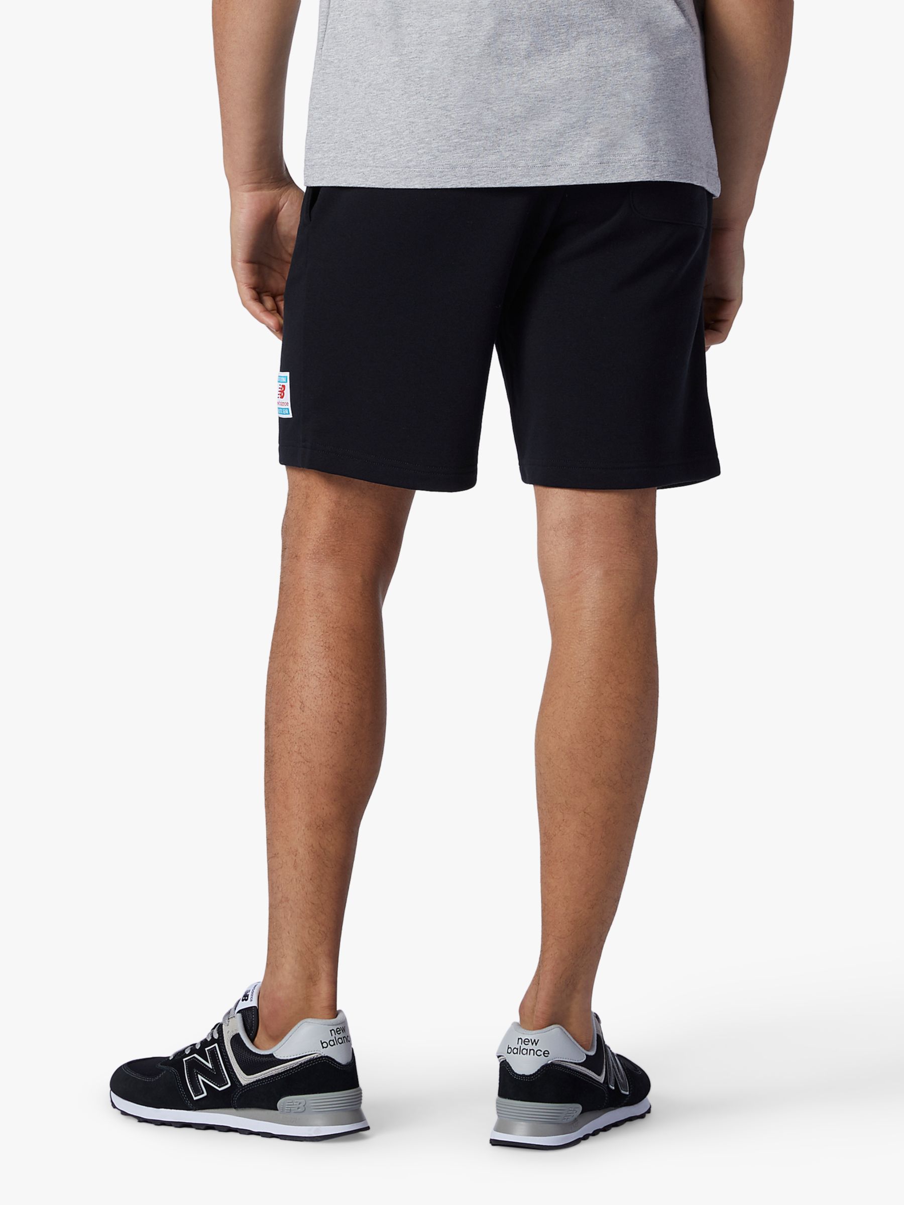 New Balance Essential Fleece Sweat Shorts, Black at John Lewis & Partners