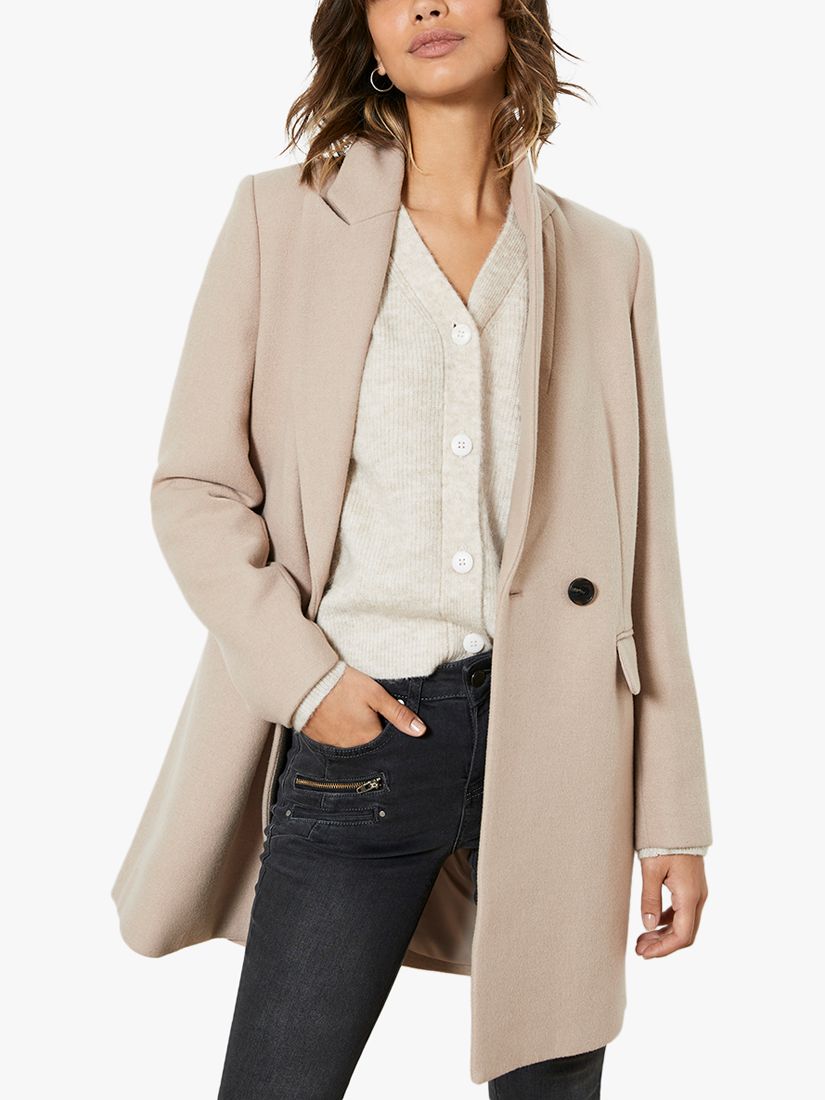 Plus Taupe Maxi Length Wool Double Breasted Coat