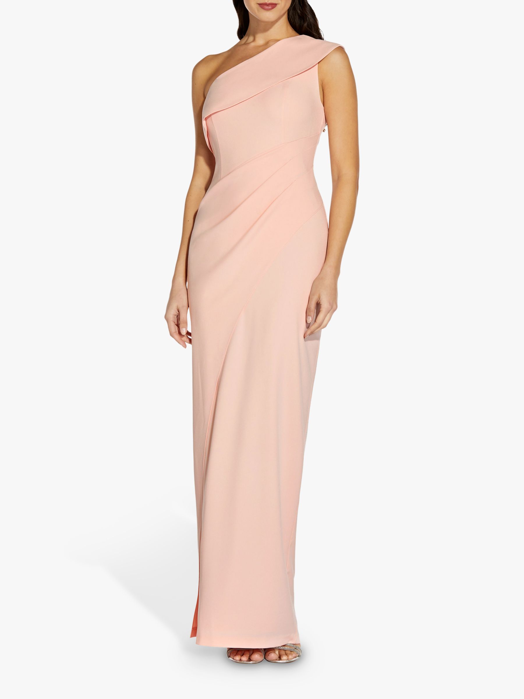Adrianna Papell Asymmetrical Shoulder Draped Maxi Gown, Blush
