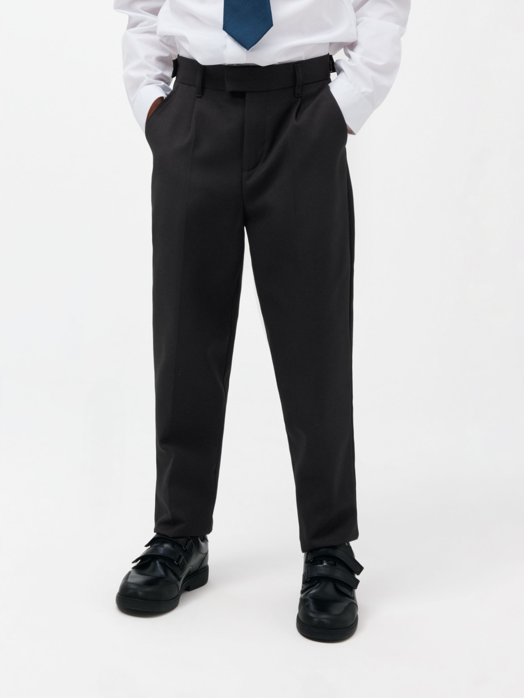 John Lewis Boys' Adjustable Waist Tailored School Trousers, Black at John  Lewis & Partners
