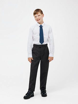 John Lewis Boys' Adjustable Waist Tailored School Trousers, Black