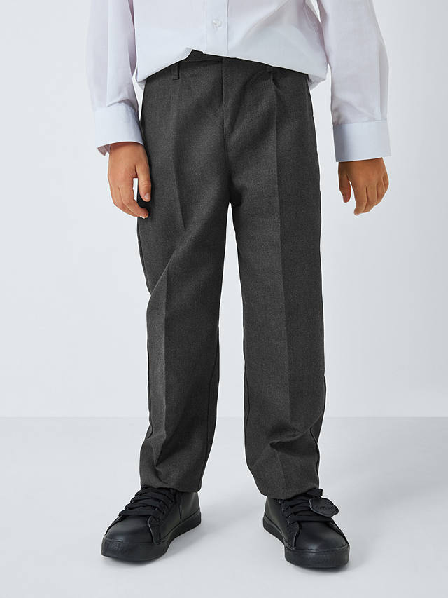 John Lewis Boys' Regular Fit Adjustable Waist School Trousers, Grey