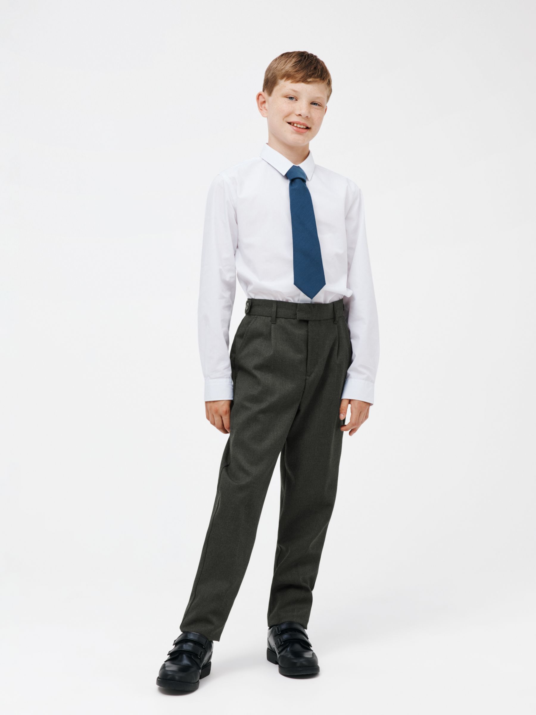 John Lewis Kids' Regular Fit Long Length School Trousers, Navy at John  Lewis & Partners