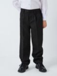 John Lewis Boys' Regular Fit Adjustable Waist School Trousers, Black