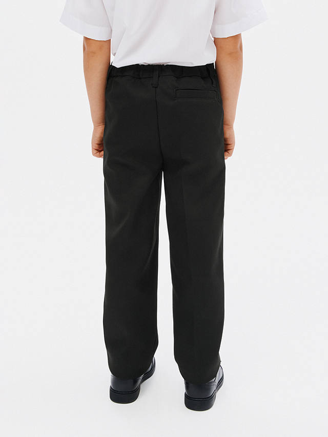 John Lewis Boys' Regular Fit Adjustable Waist School Trousers, Black at ...