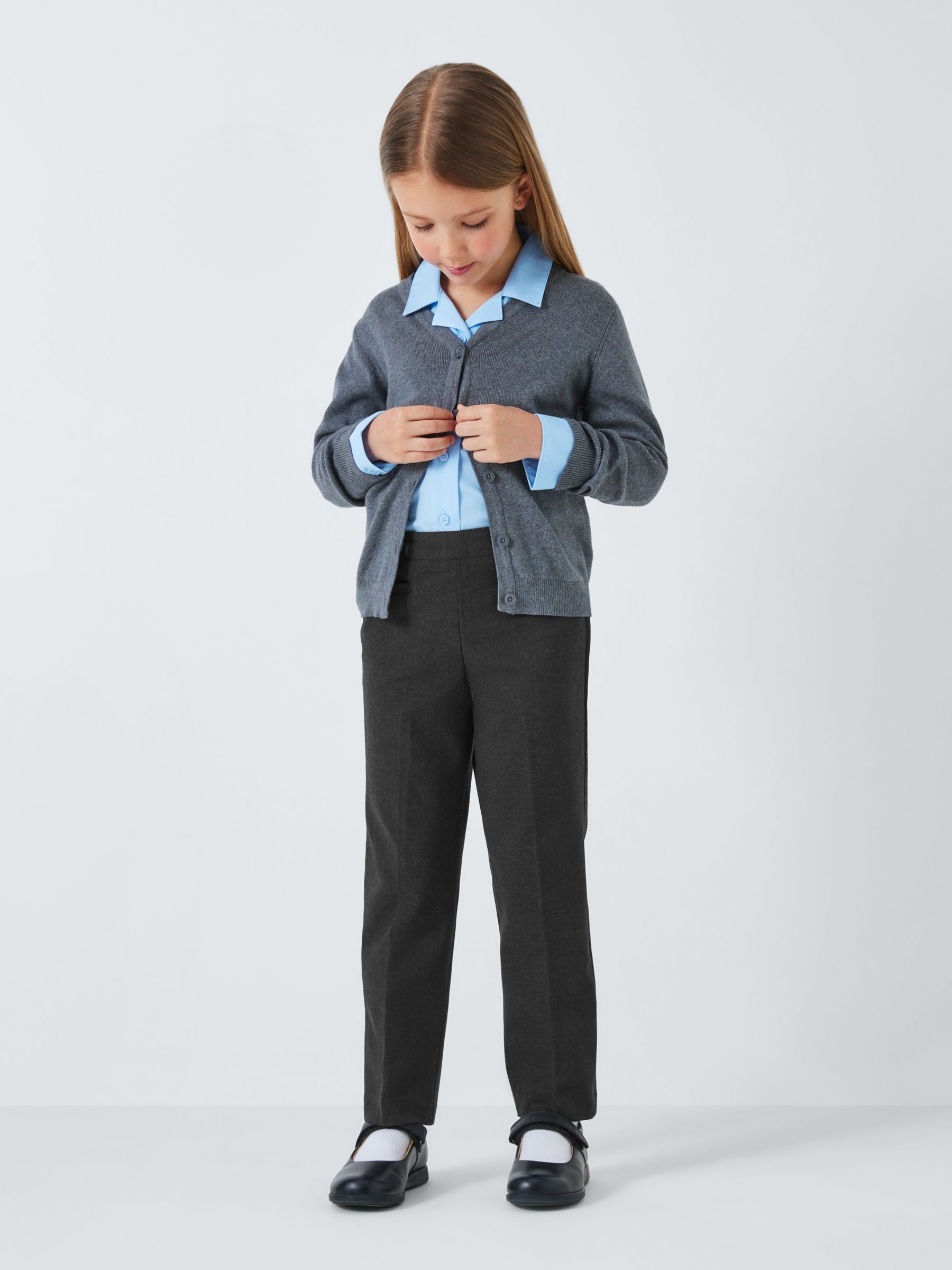 John Lewis Girls' Adjustable Waist Pull On School Trousers, Grey, 3 years