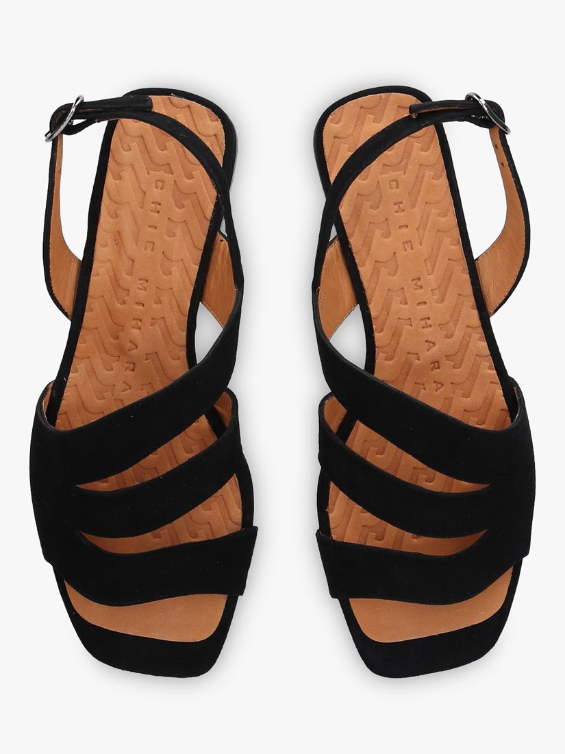 Chie Mihara Tedan Suede Strappy Sandals Black at John Lewis