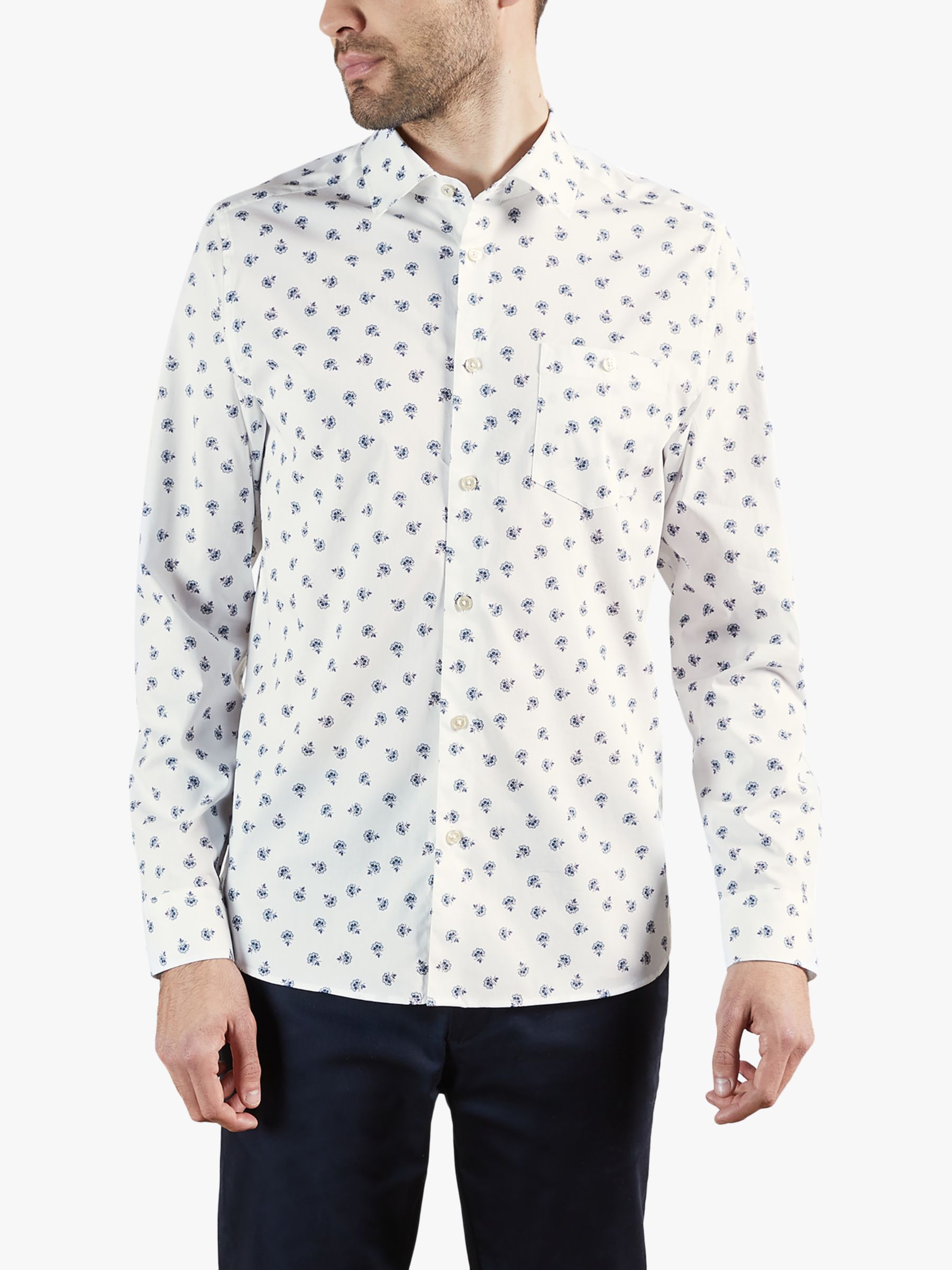 Ted Baker Costar Floral Print Shirt, White