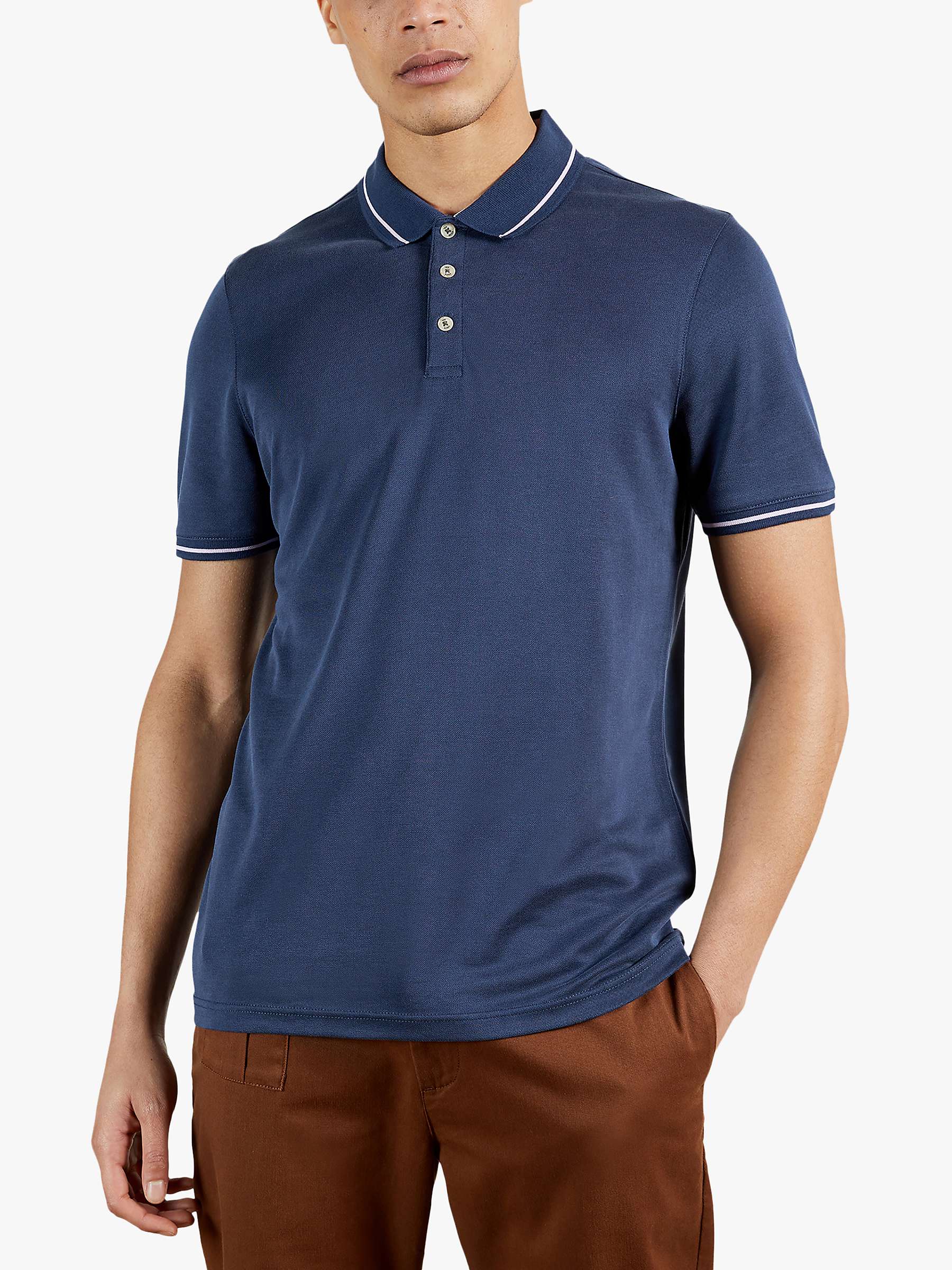 Ted Baker Gelpen Polo Shirt, Mid Blue at John Lewis & Partners