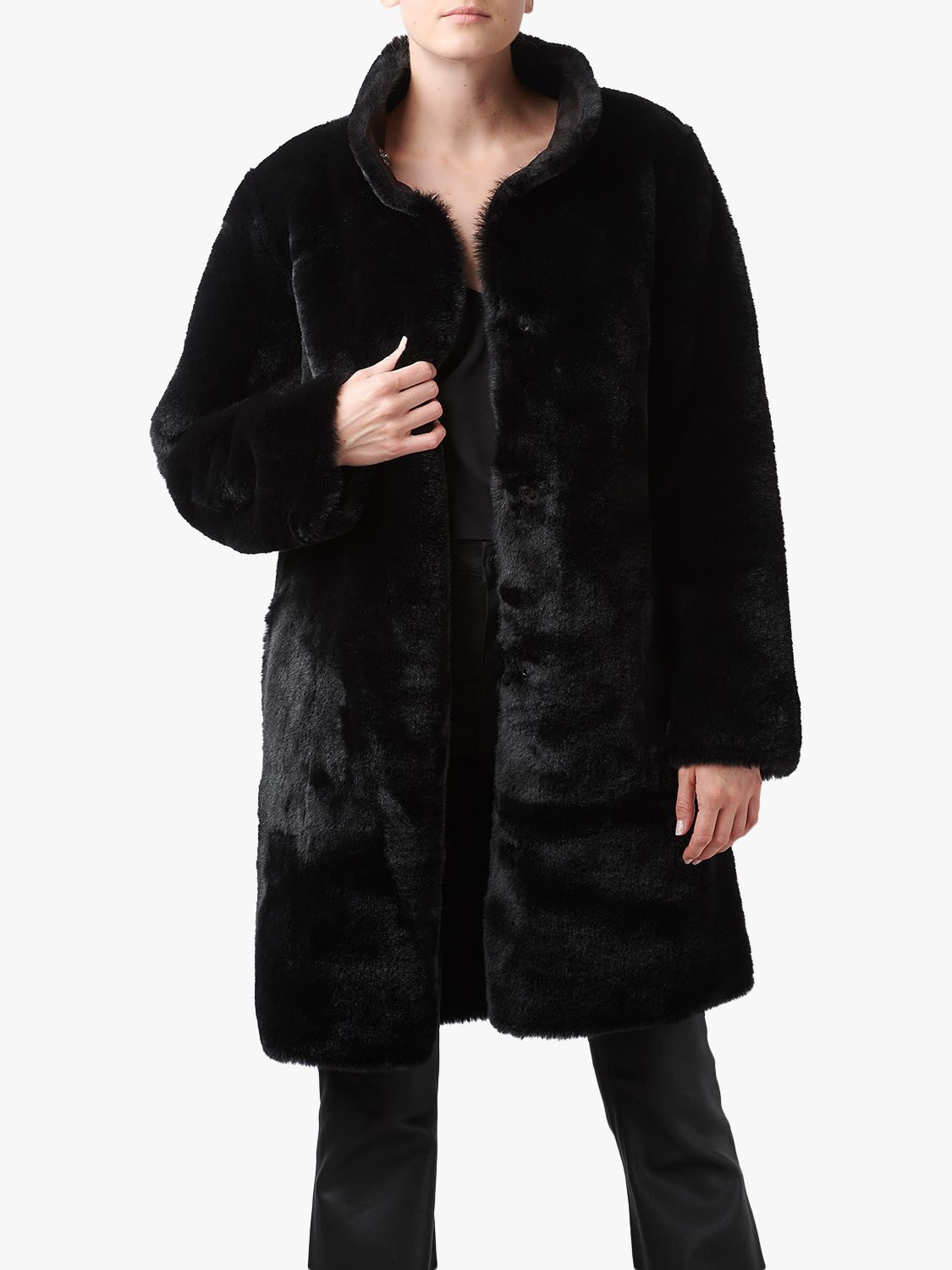 Velvet by Graham & Spencer Mina Faux Fur Reversible Coat, Black