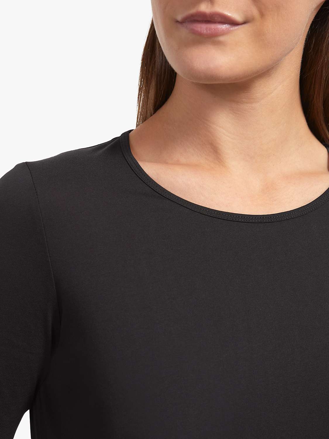 Jigsaw Supima Cotton Long Sleeve T-Shirt, Black at John Lewis & Partners
