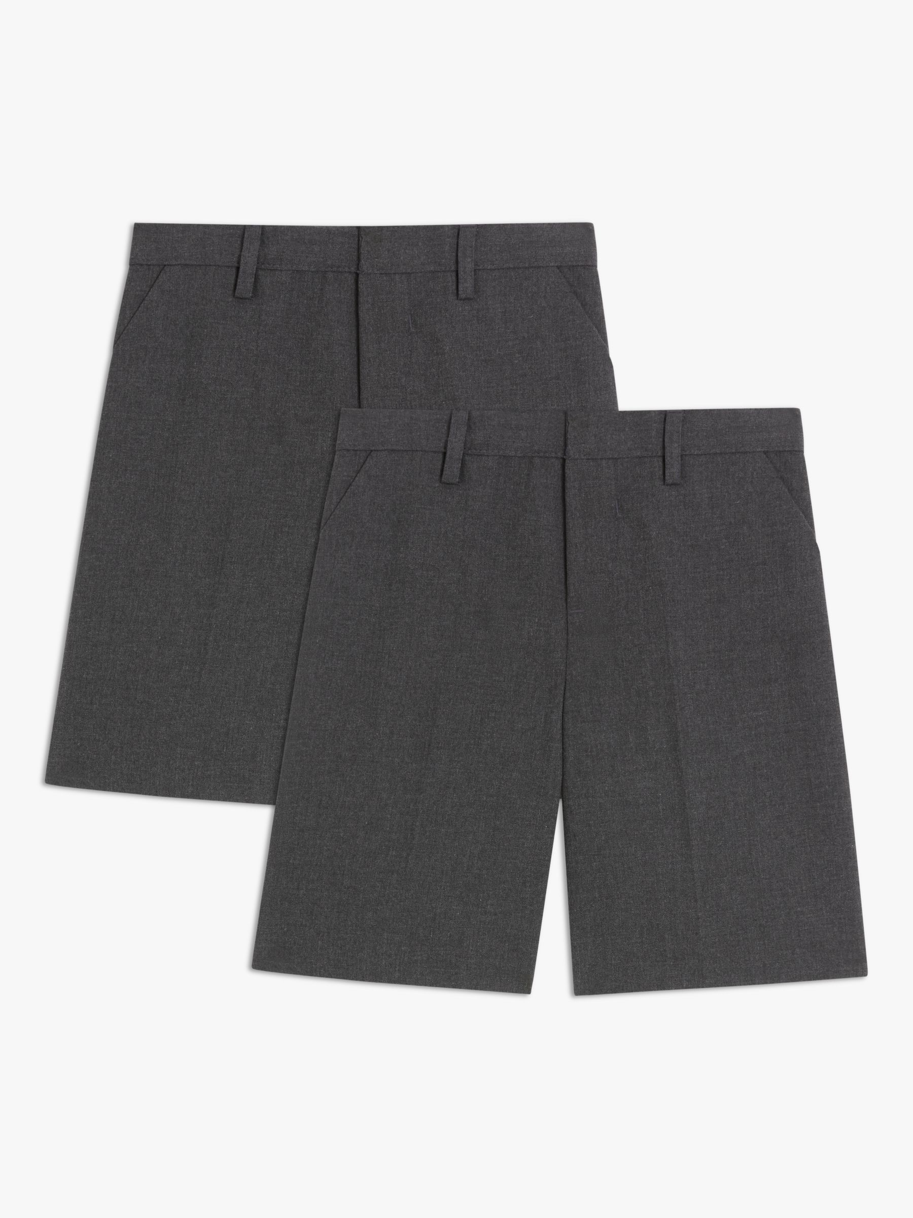 Buy John Lewis ANYDAY Boys' The Basics Adjustable Waist School Shorts, Pack of 2, Grey Online at johnlewis.com
