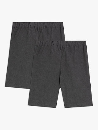 John Lewis ANYDAY Boys' The Basics Adjustable Waist School Shorts, Pack of 2, Grey
