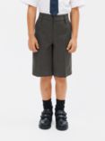 John Lewis Boys' Bermuda Length Adjustable Waist Stain Resistant School Shorts, Charcoal