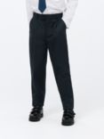 John Lewis Boys' Adjustable Waist Tailored School Trousers, Navy