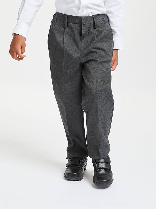 John Lewis Boys' Adjustable Waist Generous Fit Stain Resistant School Trousers, Grey