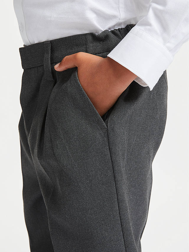 John Lewis Boys' Adjustable Waist Generous Fit Stain Resistant School Trousers, Grey