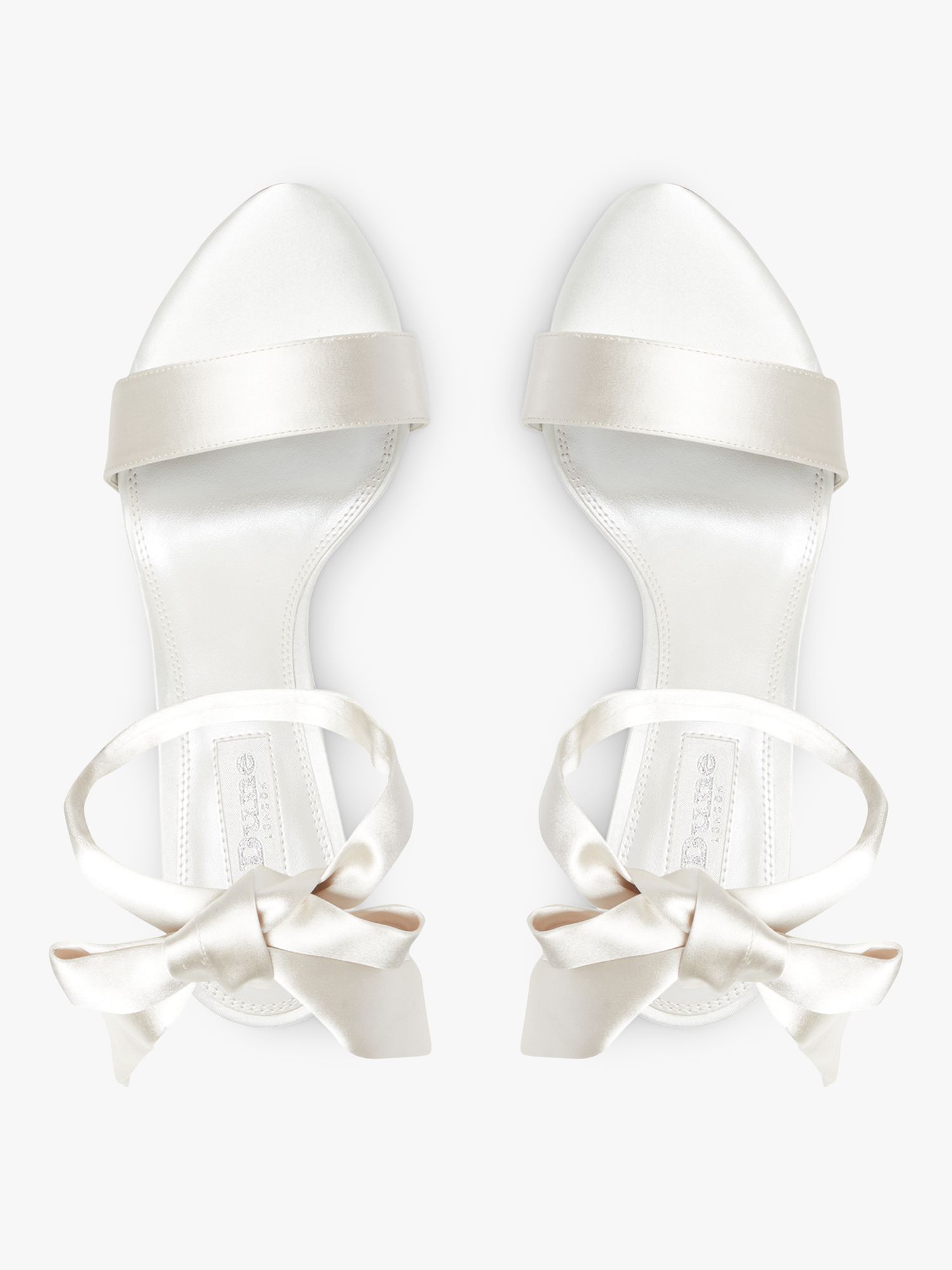 Dune Bridal Collection Mirelle Satin Ribbon Tie Sandals, Ivory, 6