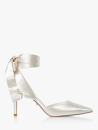 Dune Bridal Collection Daliah Satin Ankle Tie Court Shoes, Ivory