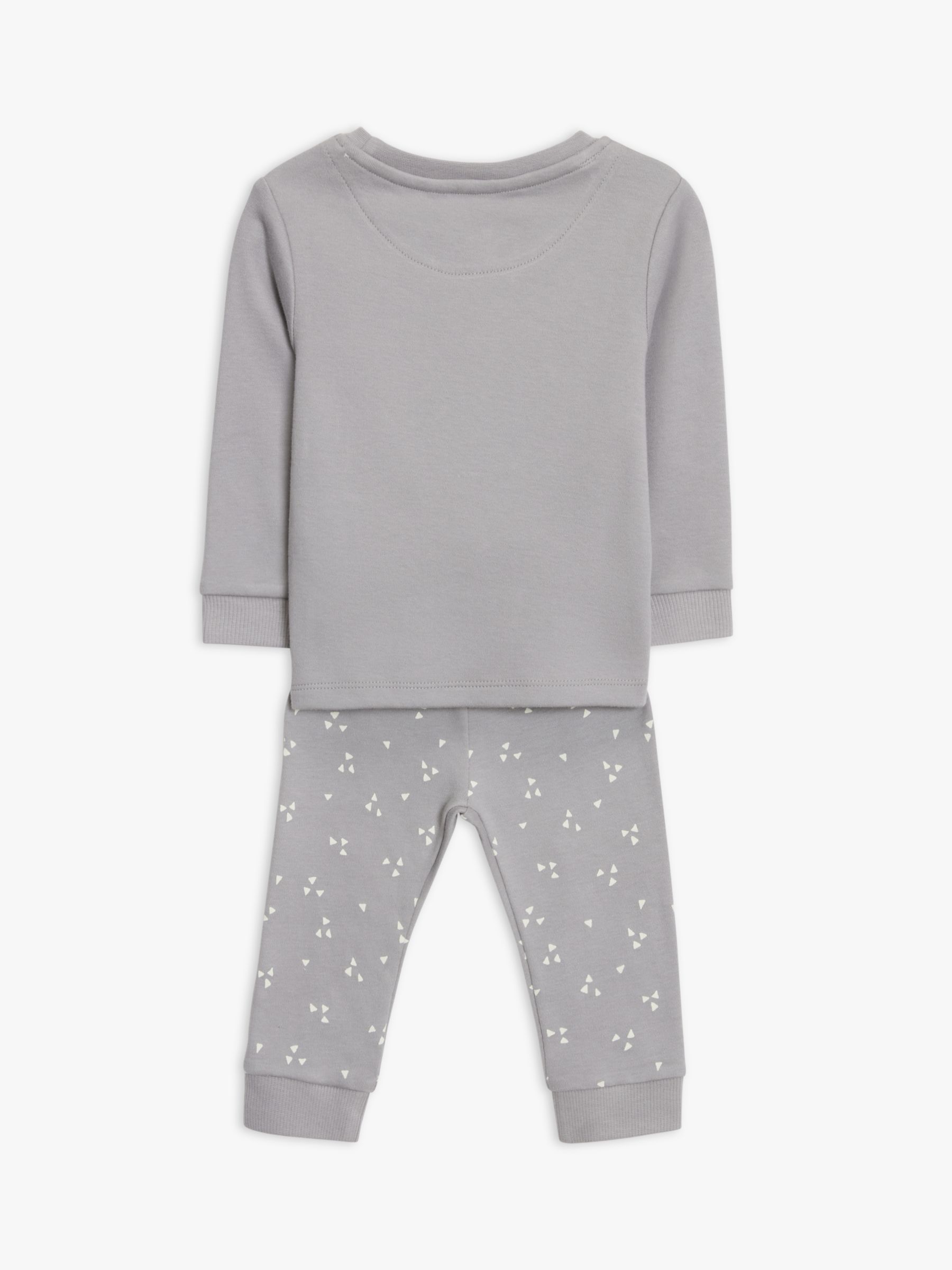 John Lewis Baby Organic Cotton Bear Face Pyjamas, Grey