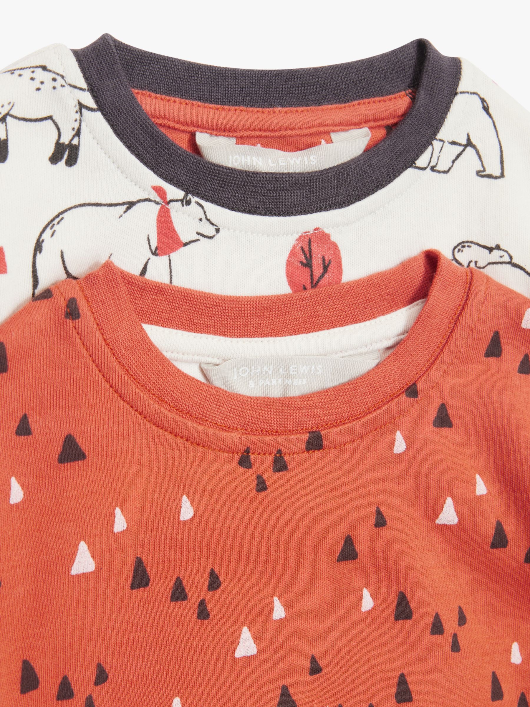 John Lewis Baby Organic Cotton Animal Triangle Print Pyjamas, Pack of 2 ...