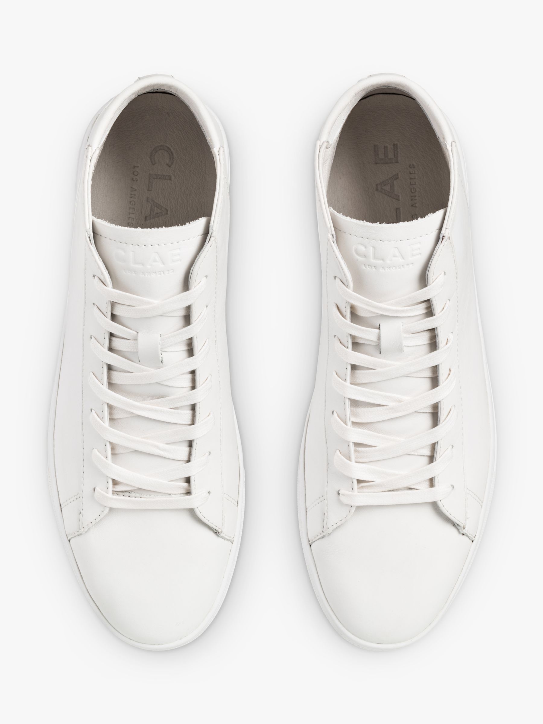 CLAE Bradley Mid-Top Leather Trainers, White at John Lewis & Partners