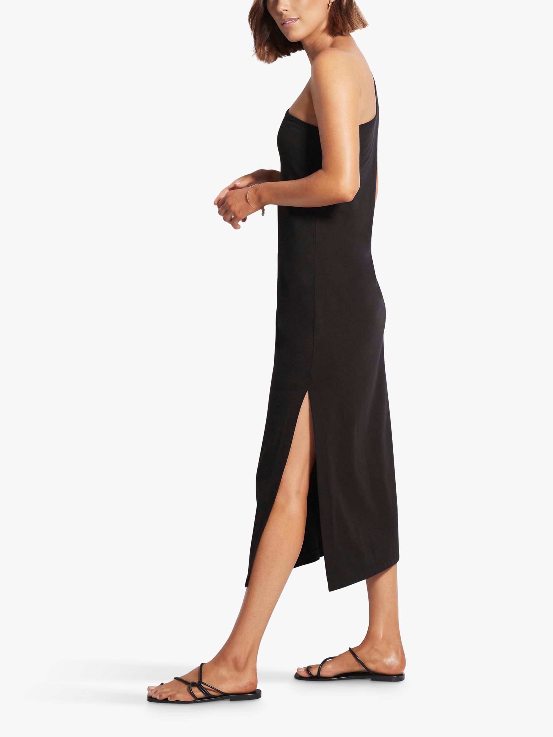 Seafolly One Shoulder Jersey Beach Dress, Black at John Lewis & Partners