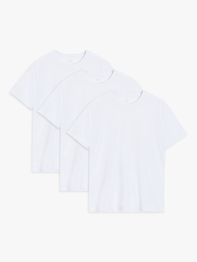 John Lewis Cotton T-Shirt, Pack of 3, White