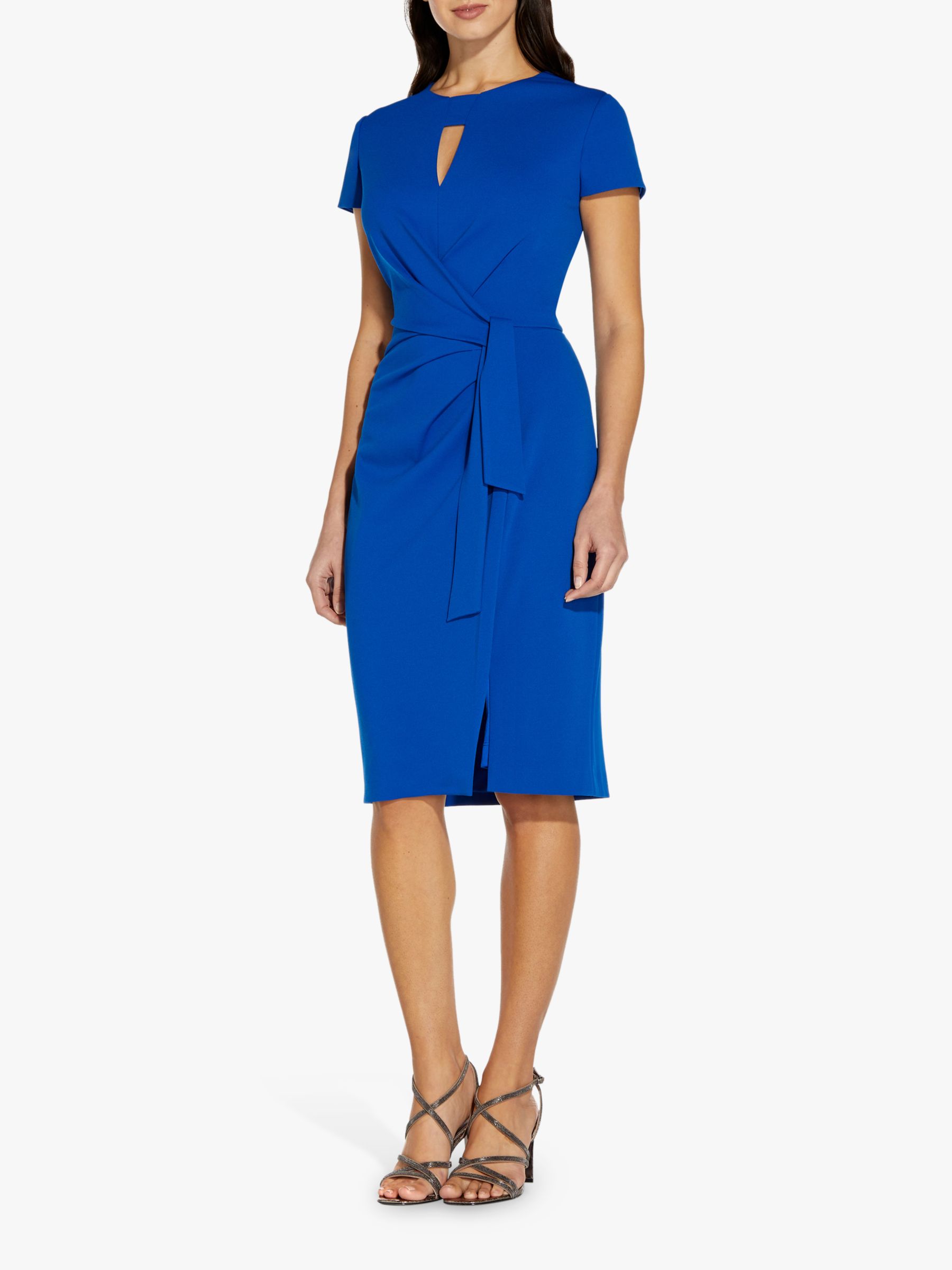 Adrianna Papell Crepe Tie Waist Dress, Cobalt