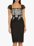 Adrianna Papell Floral Sheath Dress, Black/Ivory