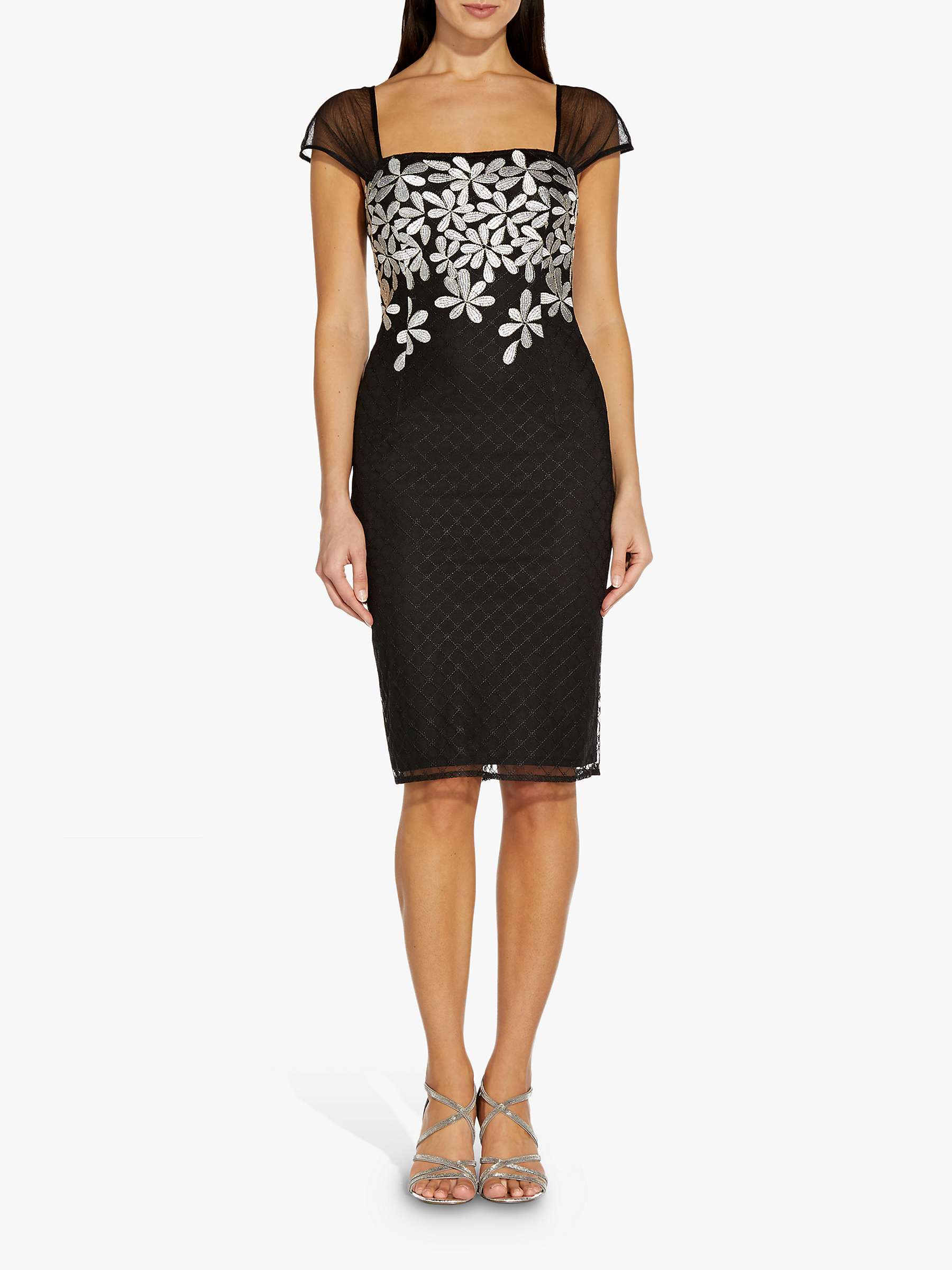 Buy Adrianna Papell Floral Sheath Dress, Black/Ivory Online at johnlewis.com