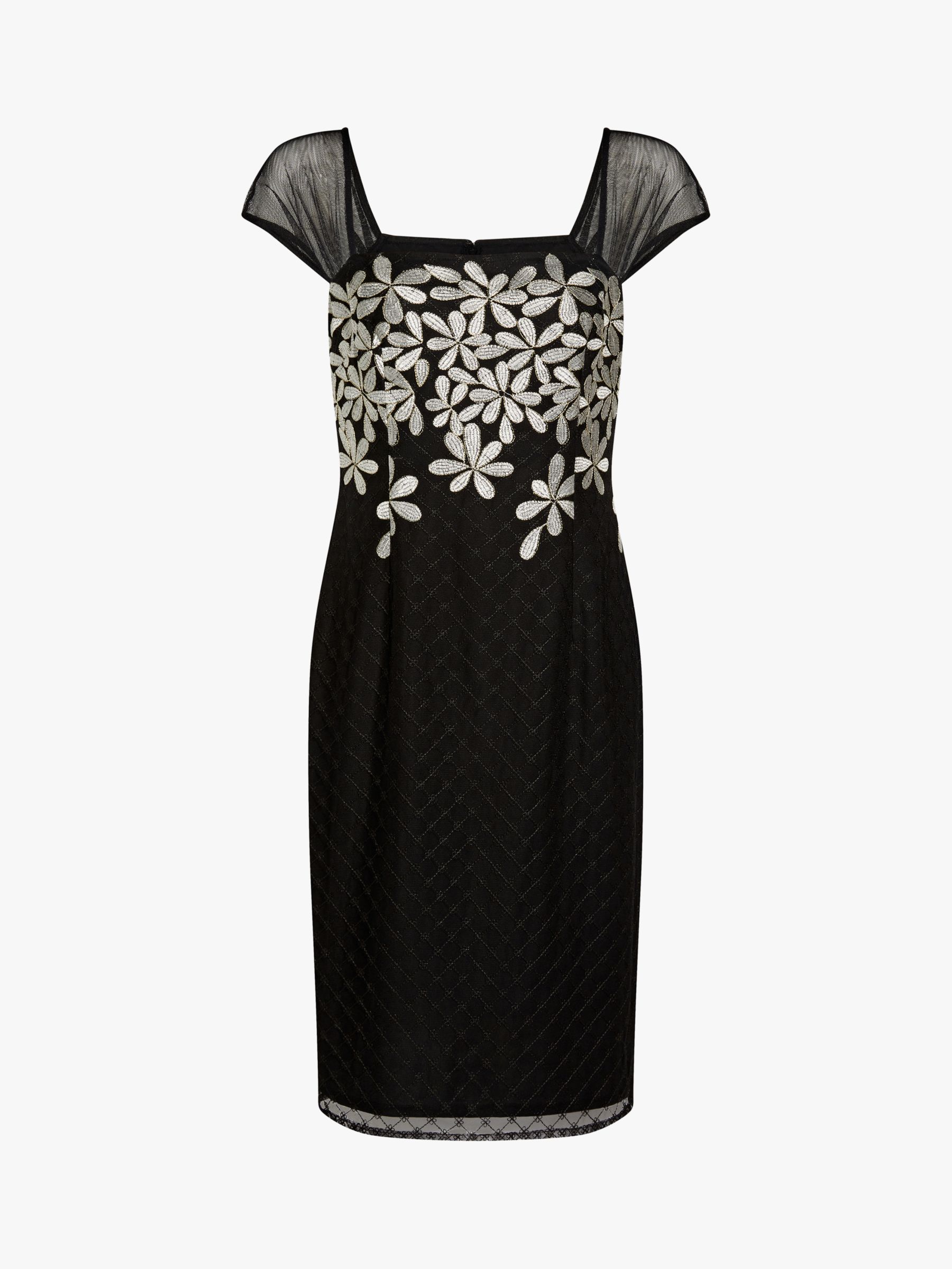Adrianna Papell Floral Sheath Dress, Black/Ivory at John Lewis & Partners