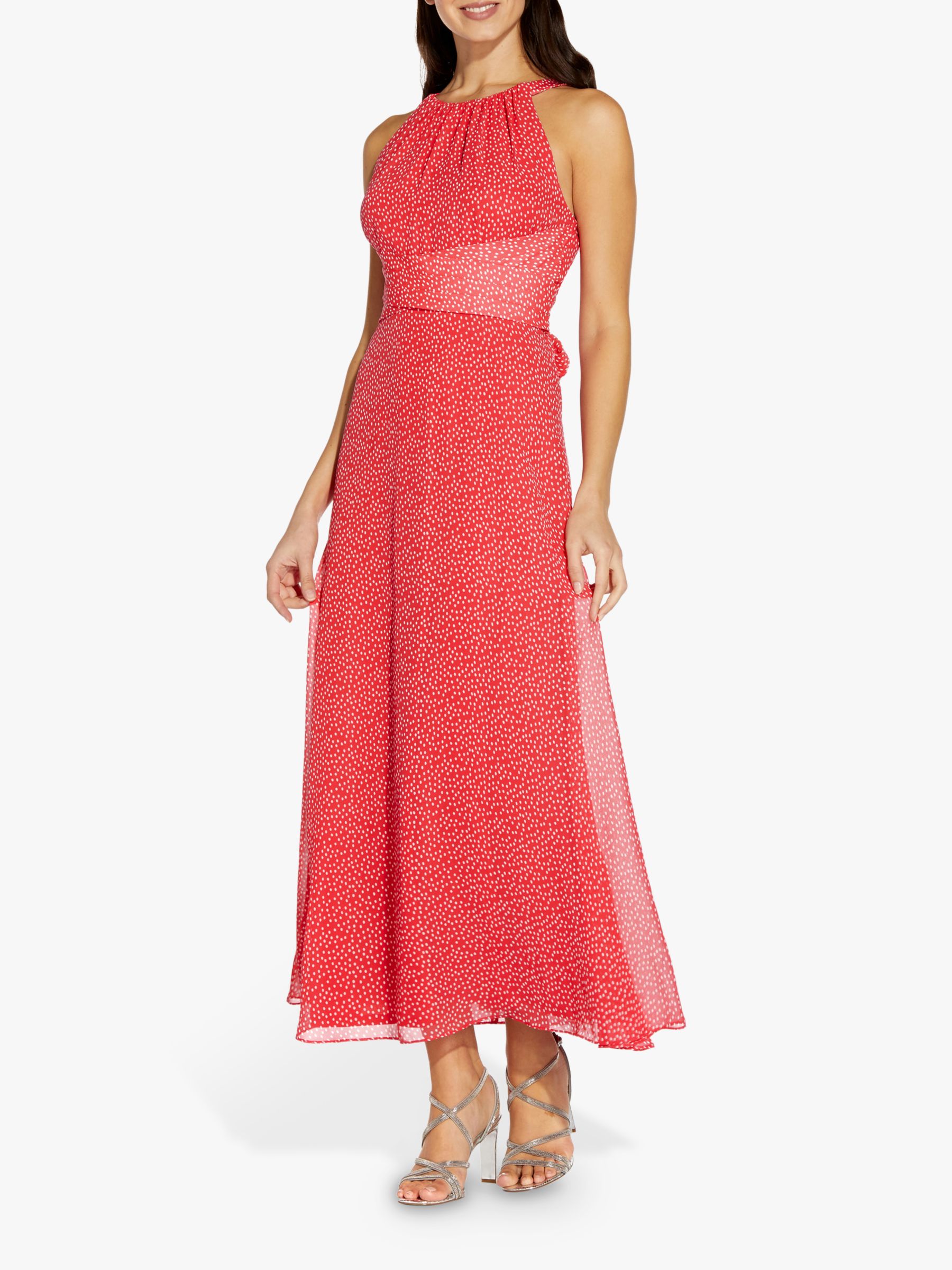 Adrianna Papell Darling Midi Dress, Coral/Ivory
