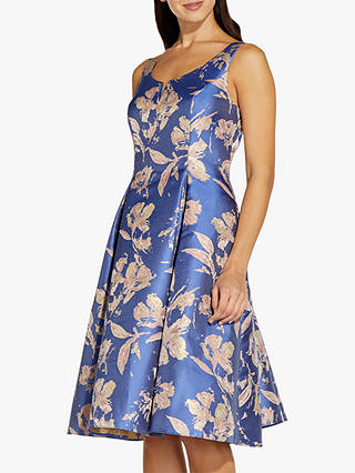 Adrianna Papell Floral Jacquard Dress, Blue/Pink