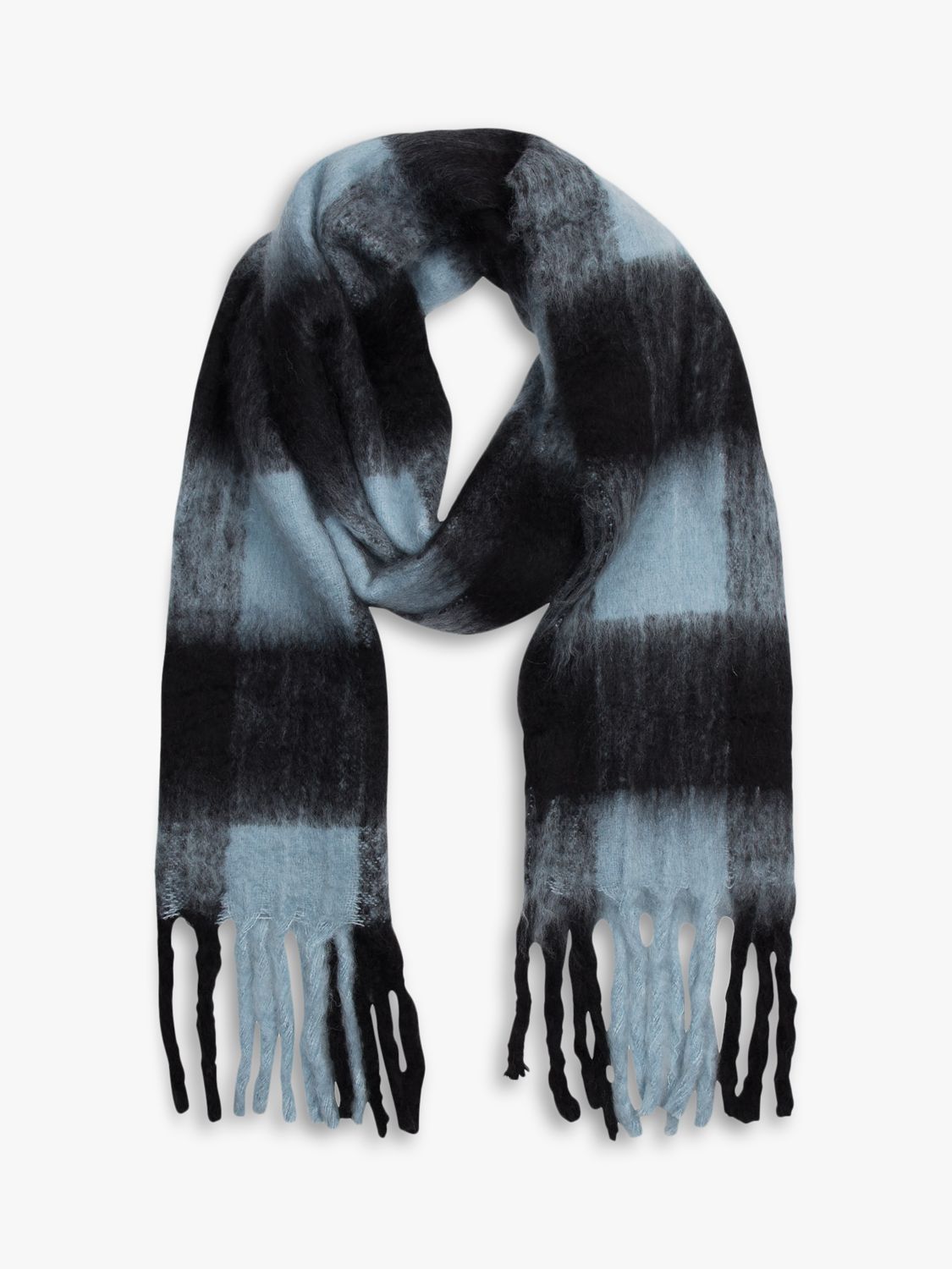 French Connection Fifi Check Scarf, Black/Multi at John Lewis & Partners