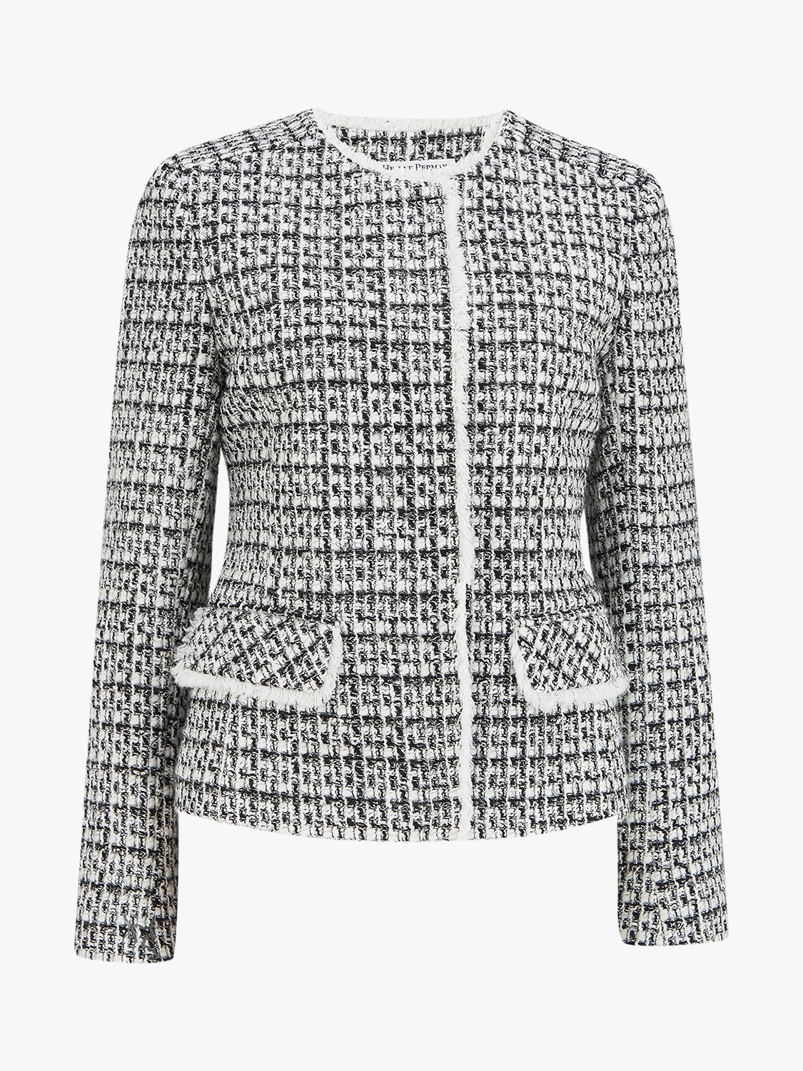 Helene For Denim Wardrobe Judy Tweed Jacket, White/Black at John Lewis ...