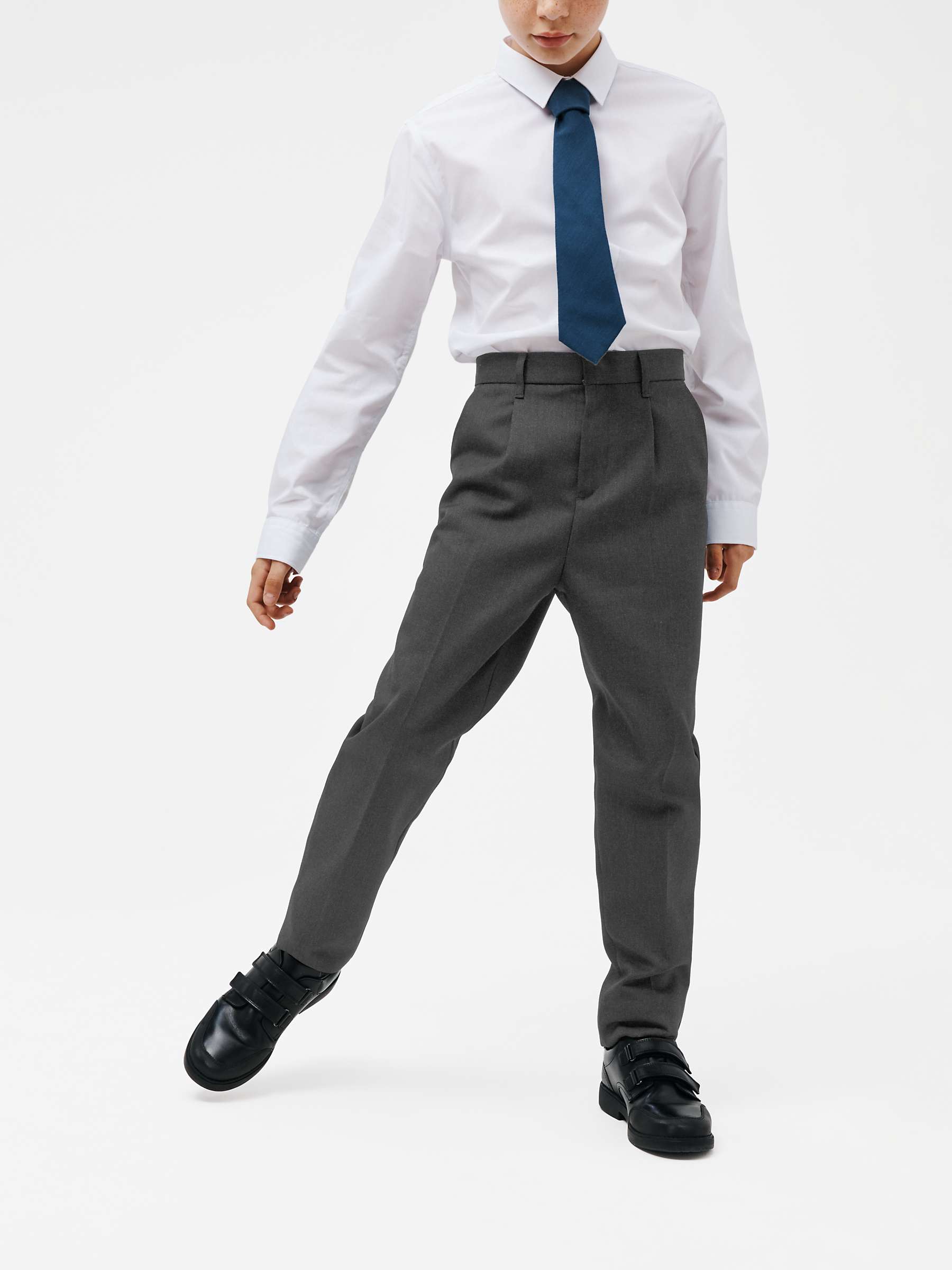 Buy John Lewis Boys' Adjustable Waist Stain Resistant Slim Fit School Trousers, Charcoal Online at johnlewis.com