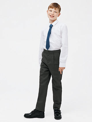 John Lewis Boys' Adjustable Waist Stain Resistant Slim Fit School Trousers, Charcoal