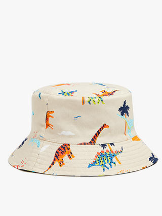 John Lewis Kids' Organic Cotton Reversible Dinosaur Bucket Hat, Multi