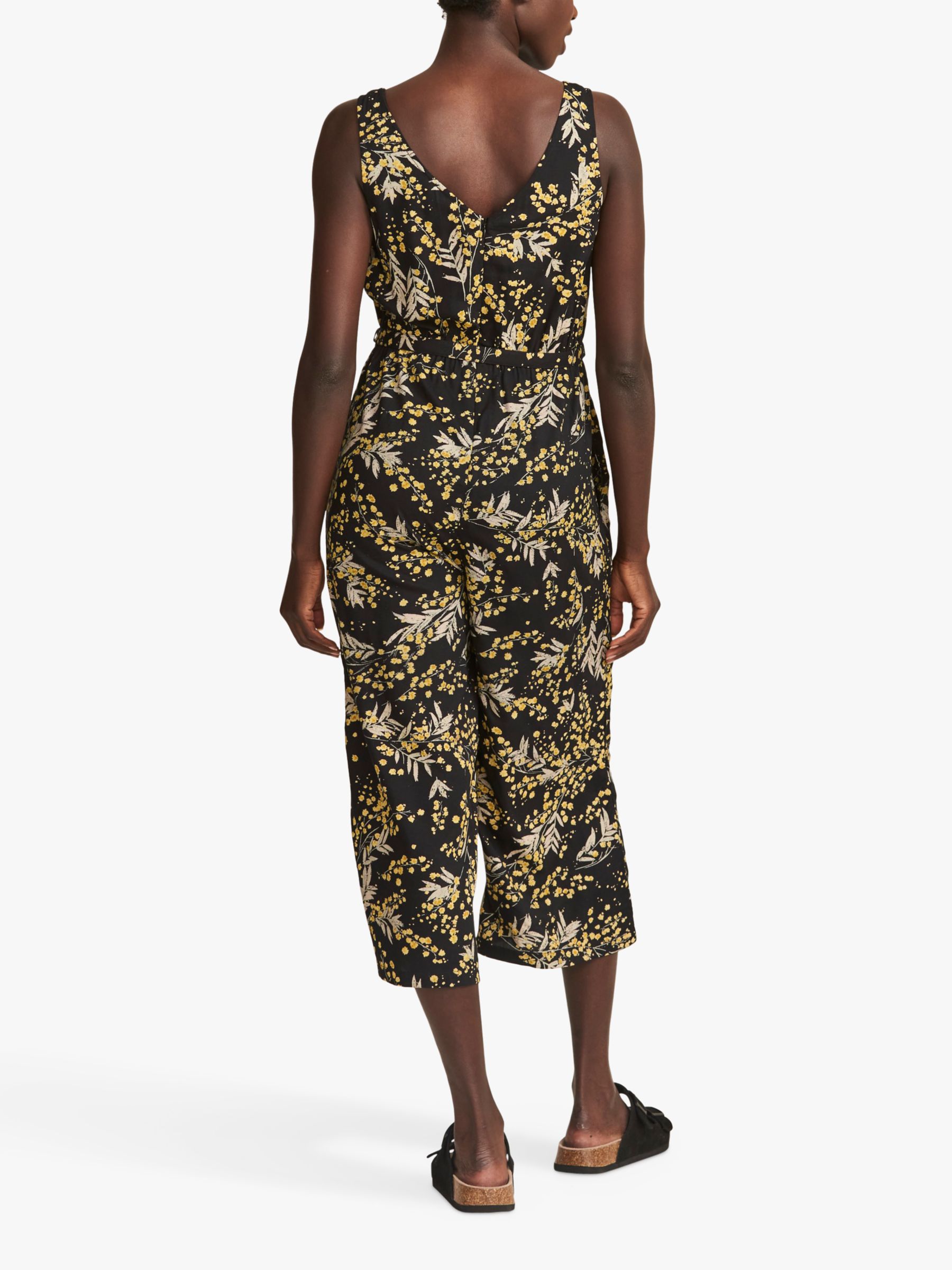 FatFace Lauren Floral Print Jumpsuit, True Black at John Lewis & Partners