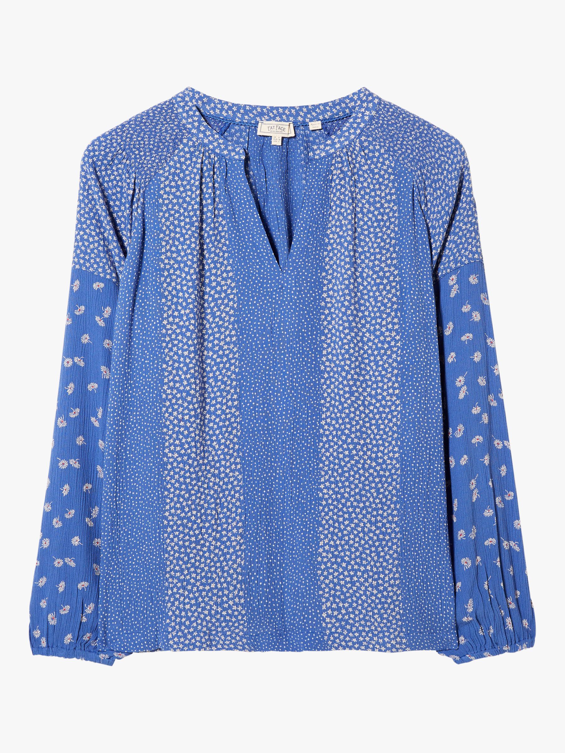Fatface Rosie Ditsy Floral Print Blouse Cornflower Blue At John Lewis And Partners