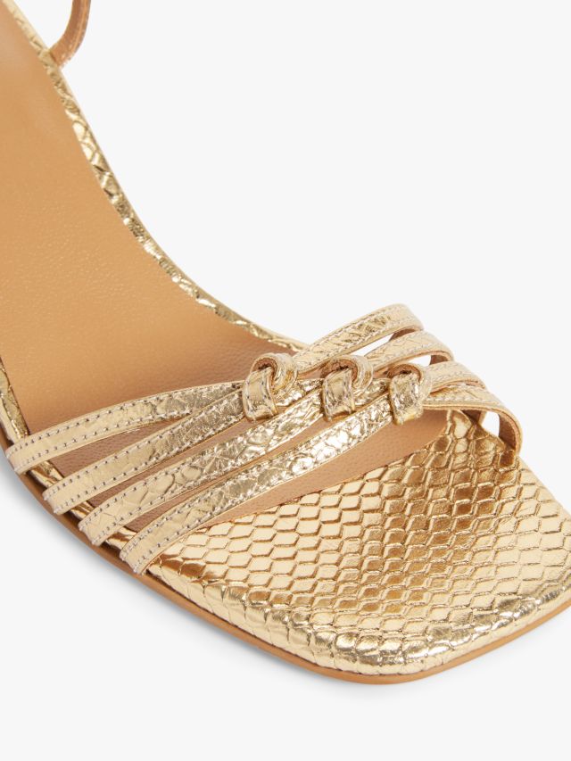 AND OR Ivy Leather Snake Print Strappy Sandals Gold 3