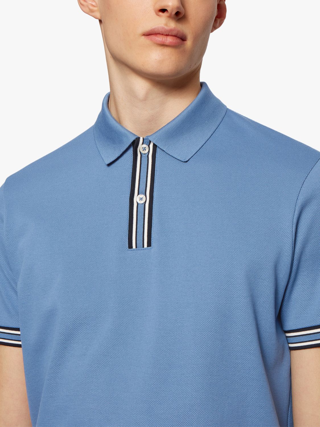 HUGO BOSS Parlay 107 Short Sleeve Polo Top, Open Blue at John Lewis ...