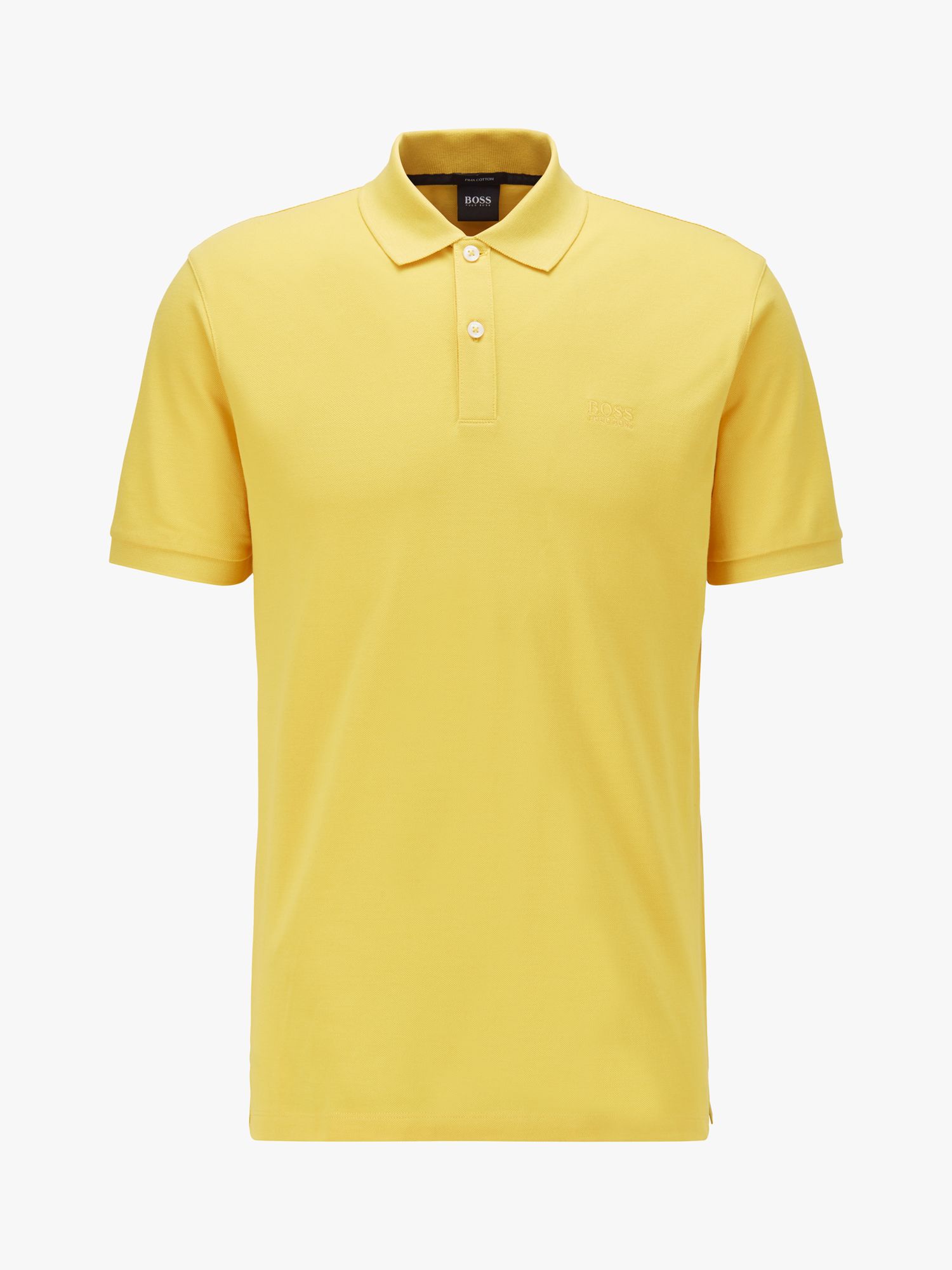 BOSS Pallas Regular Fit Polo Shirt, Bright Yellow at John Lewis & Partners