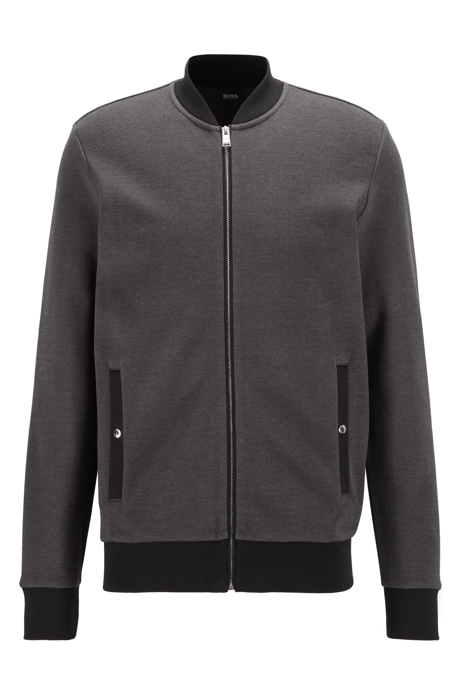 BOSS Skiles 36 Zip Through Sweatshirt, Dark Grey at John Lewis & Partners