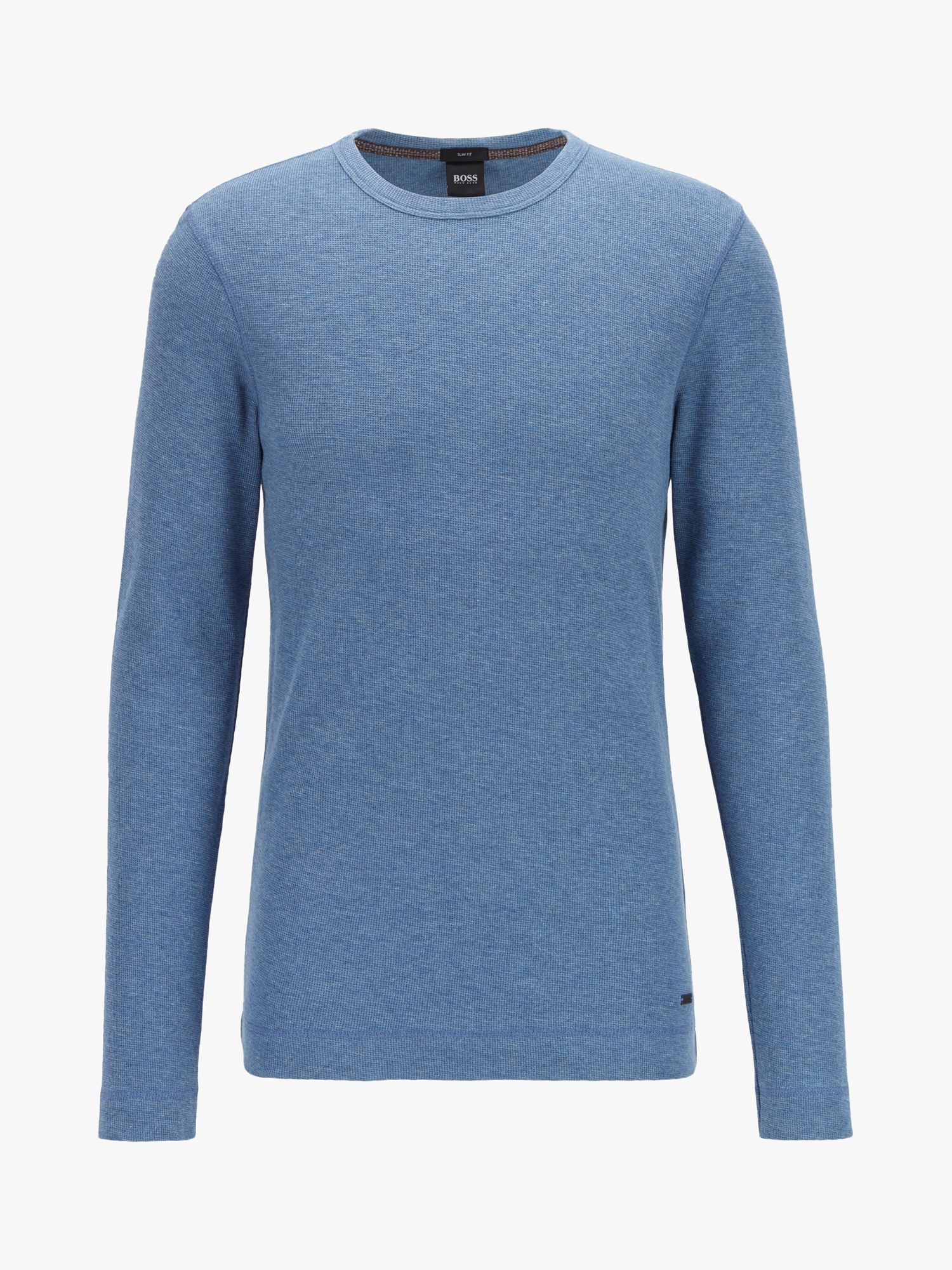 BOSS Tempest Mini Waffle Knit Jumper, Open Blue at John Lewis & Partners